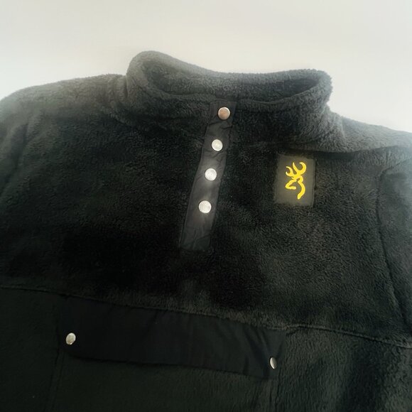 Browning 1/4 Snap Front Super Soft Black Fleece Pullover Men's Size 2XL XXL - Picture 1 of 12